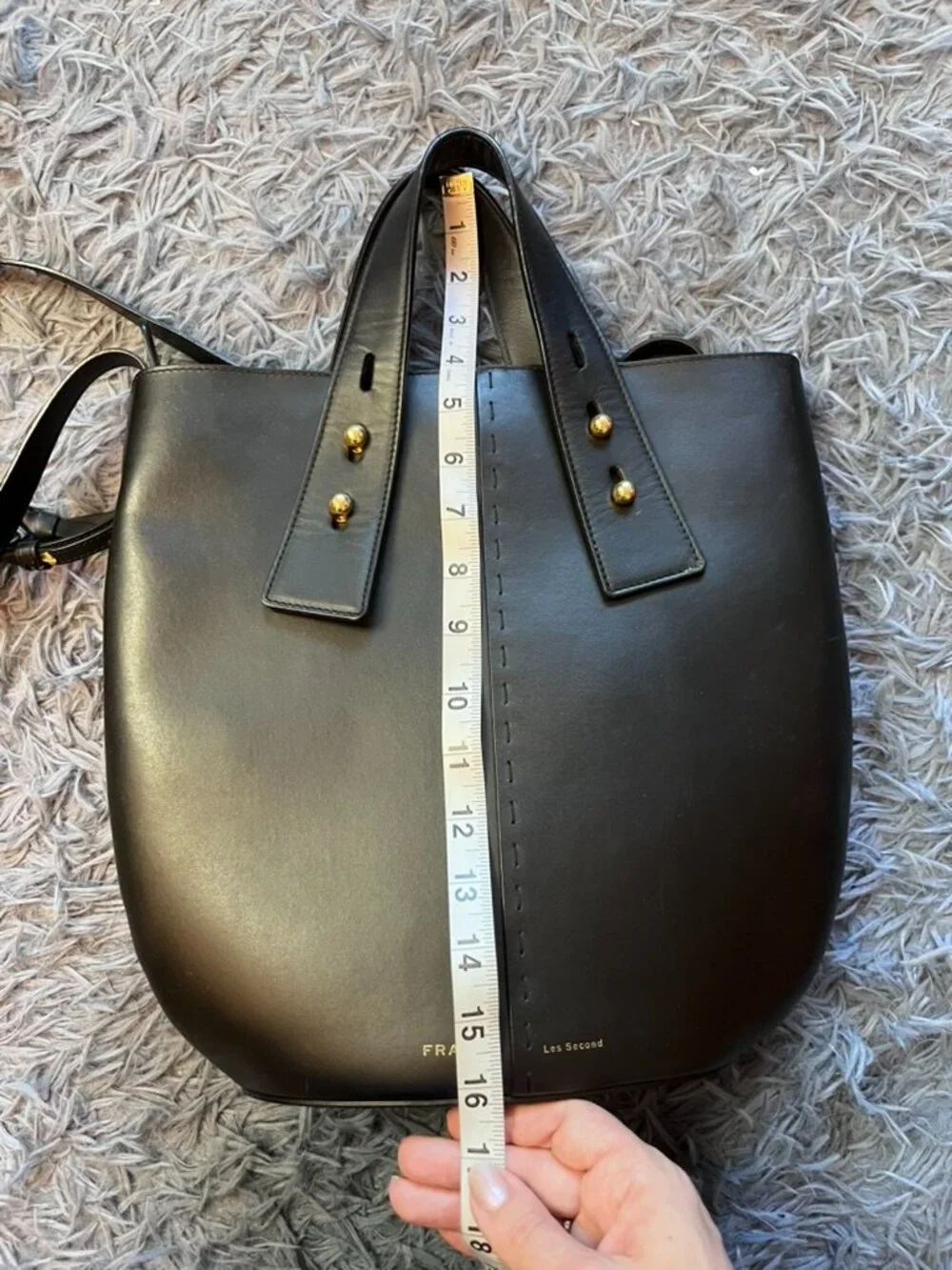 Frame Black Les Second Leather Bucket Medium Vase Tote Bag